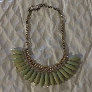 Gold Chain Bib Necklace with Cream Marquise Stones